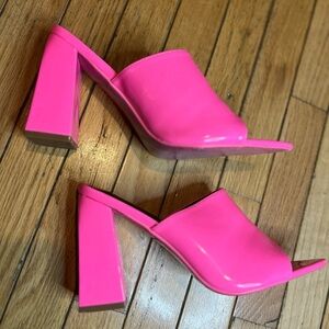 cape robbin Heels Slip On Women’s 9 Pointed Toe Chunky Heel Bubble Gum Pink
